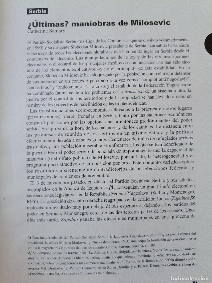 Coleccionismo de revistas y peri&oacute;dicos: SERBIA: HISTORIA DE LAS MANIOBRAS DE MILOSEVIC. 6 P&Aacute;GS DE REVISTA VIENTO SUR 1997