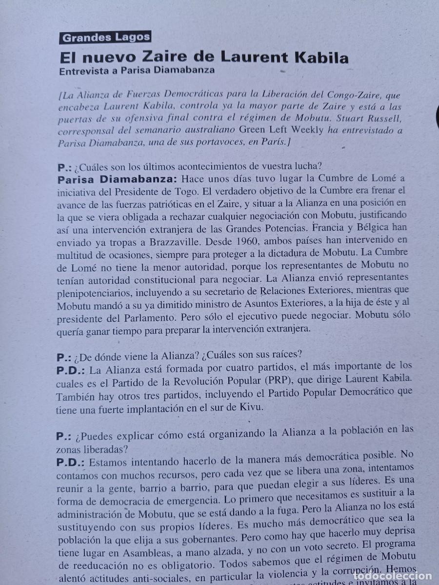 Coleccionismo de revistas y peri&oacute;dicos: ZAIRE ASCENSI&Oacute;N DE KABILA, CA&Iacute;DA DE MOBUTU Y DUDAS SOBRE EL FUTURO 5 P&Aacute;GS DE REVISTA VIENTO SUR 1997