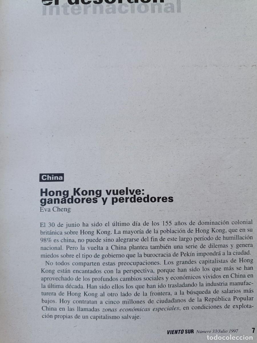 Coleccionismo de revistas y peri&oacute;dicos: china recupera la soberan&iacute;a de hong kong. 5 P&Aacute;GS DE REVISTA VIENTO SUR 1997