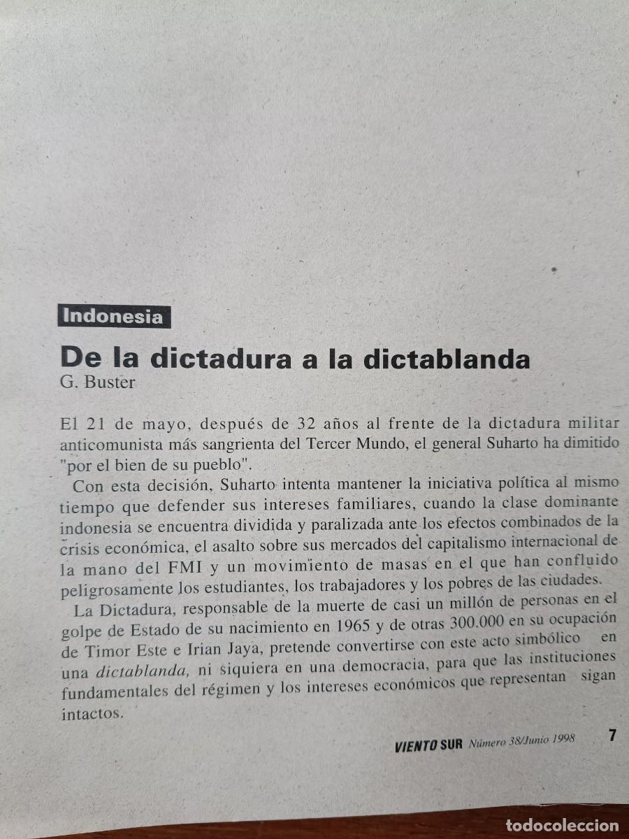 Coleccionismo de revistas y peri&oacute;dicos: INDONESIA: DE LA DICTADURA A LA DICTABLANDA. 12 P&Aacute;GS. DE REVISTA VIENTO SUR 1998