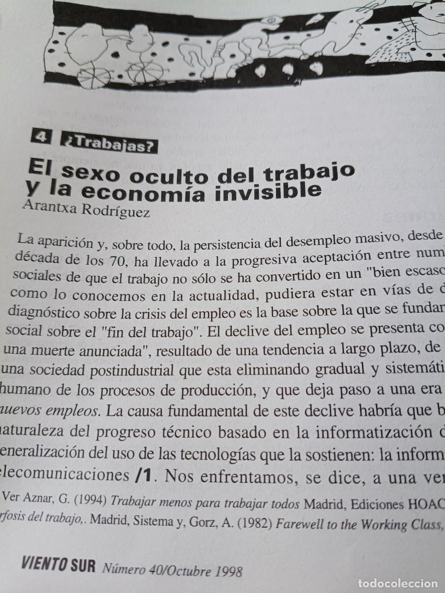 Coleccionismo de revistas y peri&oacute;dicos: SEXO OCULTO DEL TRABAJO Y ECONOM&Iacute;A INVISIBLE DE LAS MUJERES. 10 P&Aacute;GS. DE REVISTA VIENTO SUR 1998
