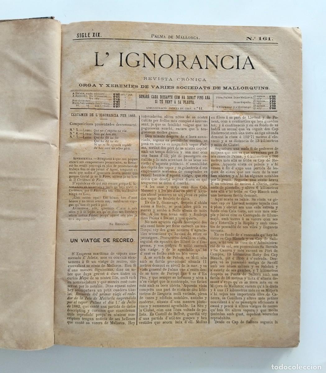 Coleccionismo de revistas y peri&oacute;dicos: Tomo III L'Ignor&agrave;ncia, Palma de Mallorca, n&uacute;m. 161 a 240, 8 julio 1882-12 enero 1884