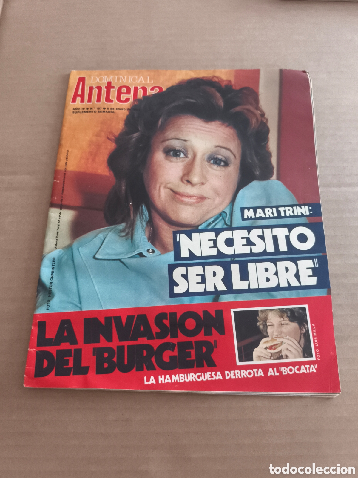 Coleccionismo de revistas y peri&oacute;dicos: DOMINICAL ANTENA N&deg;107 MARI TRINI INVASION BURGUER ITAIPU RAMON Y CAJAL ARTE ESCULTURAS EN SERIE