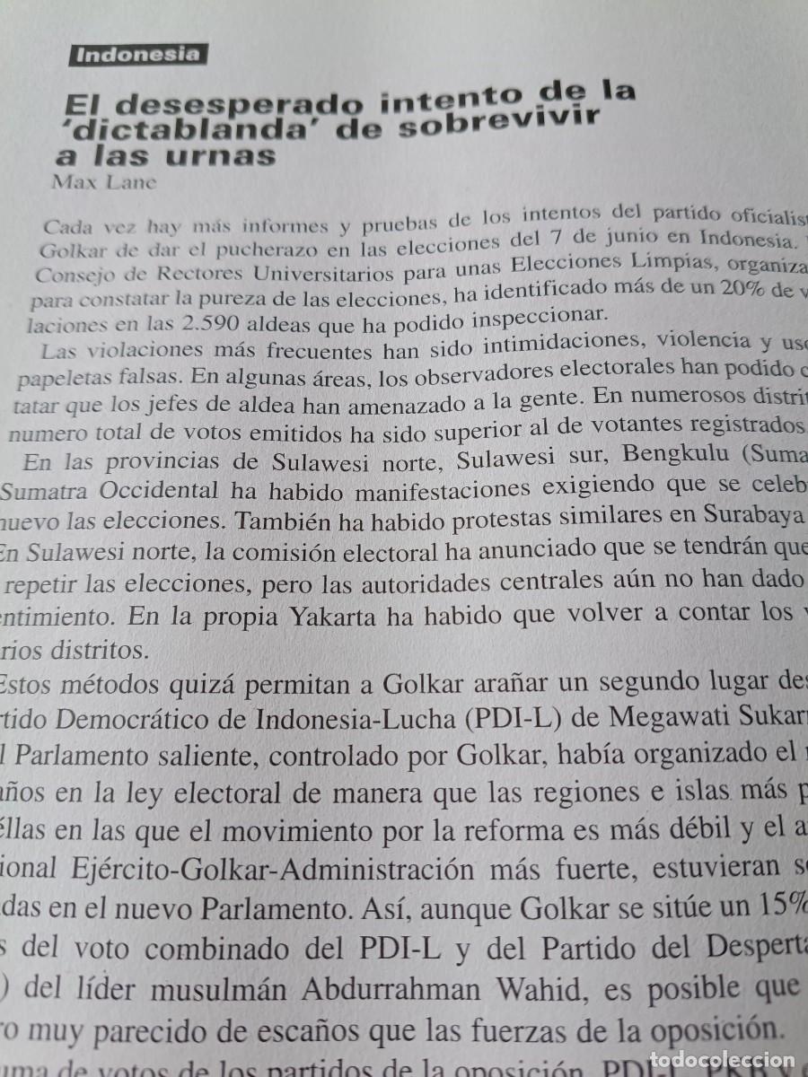 Coleccionismo de revistas y peri&oacute;dicos: INDONESIA: PUCHERAZO EN LAS ELECCIONES. 3 P&Aacute;GS. DE REVISTA VIENTO SUR 1999