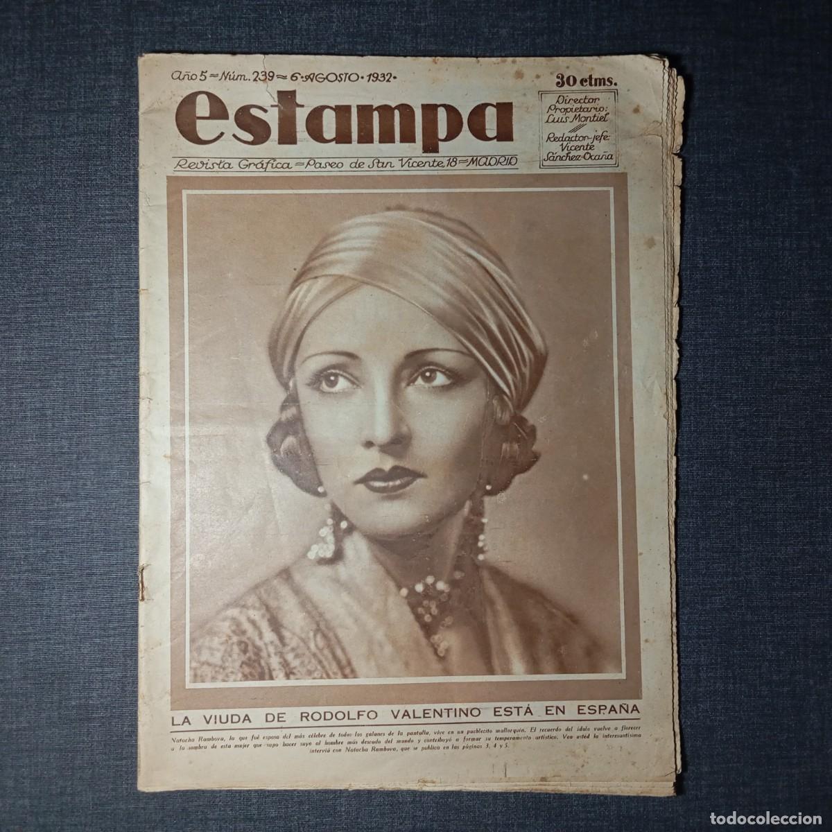 Coleccionismo de revistas y peri&oacute;dicos: Revista Estampa 239 - 6 Agosto 1932 - Asesinato Canovas del Castillo - Ciclismo Atletismo Toros