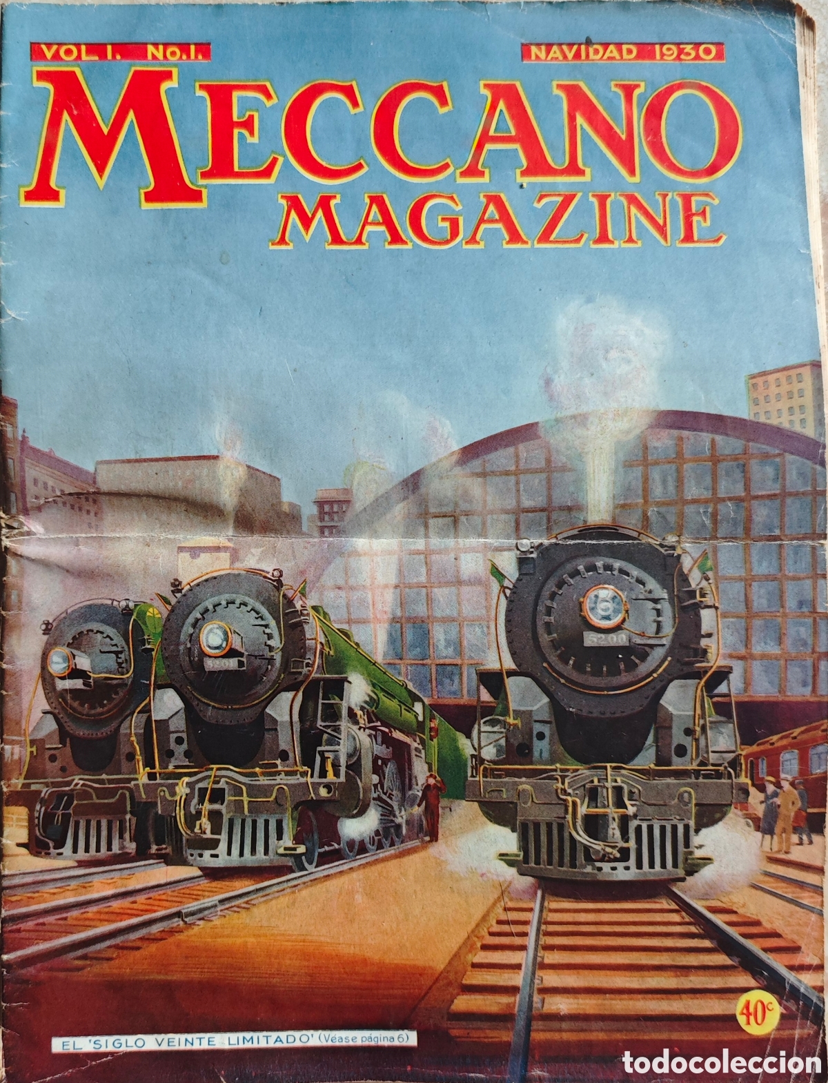Coleccionismo de revistas y peri&oacute;dicos: Revista Meccano Magazine - Marzo 1930 (Vol. XV N&ordm;3) - Portada Locomotoras Trenes Vapor