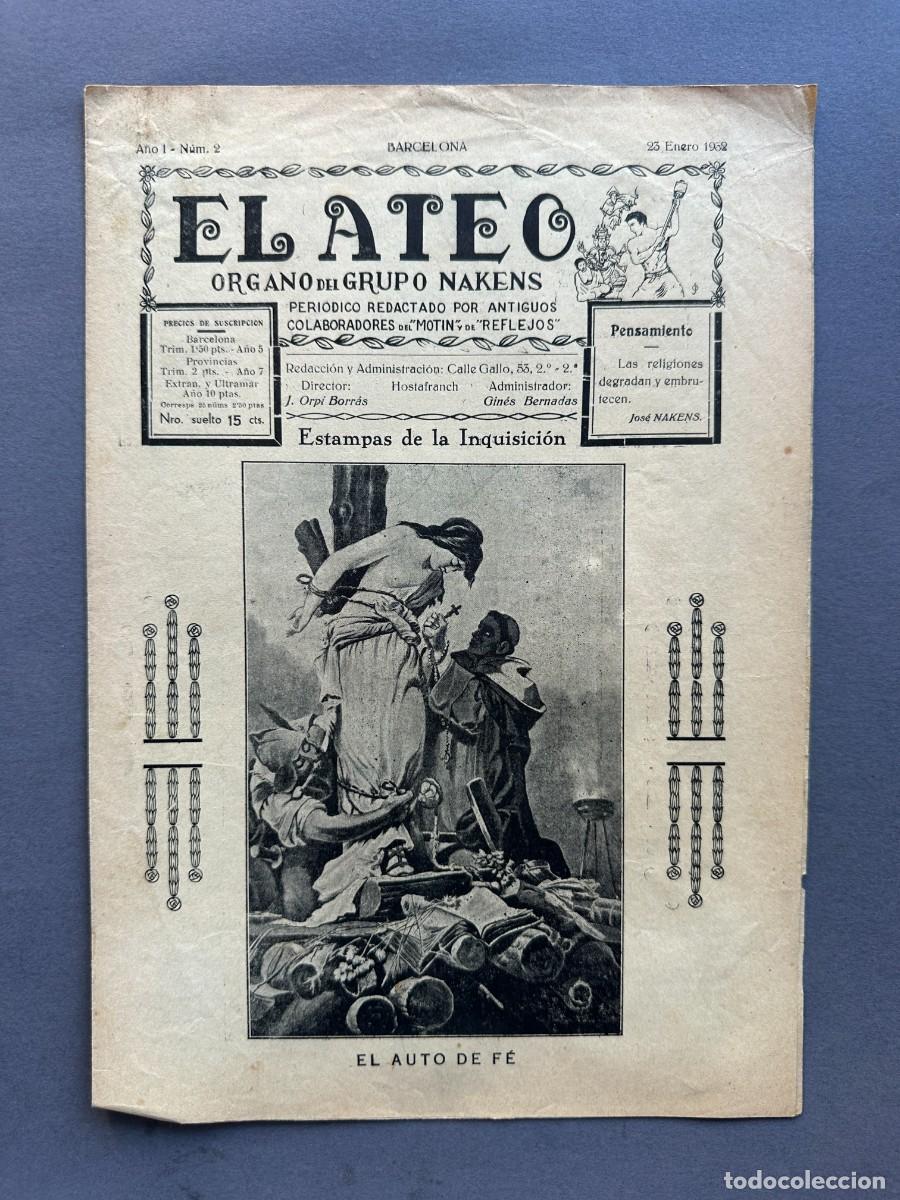 Coleccionismo de revistas y peri&oacute;dicos: A&Ntilde;O 1932 - EL ATEO - ORGANO DEL GRUPO NAKENS - ATEISMO - PERIODICO ANTICLERICAL - A&Ntilde;O 1, N&ordm; 2