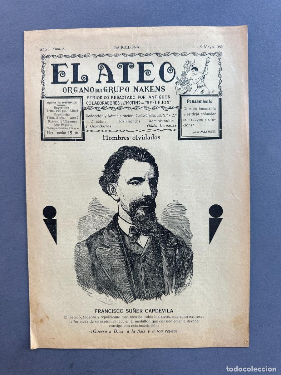 Coleccionismo de revistas y peri&oacute;dicos: A&Ntilde;O 1932 - EL ATEO - ORGANO DEL GRUPO NAKENS - ATEISMO - PERIODICO ANTICLERICAL - A&Ntilde;O 1, N&ordm; 8