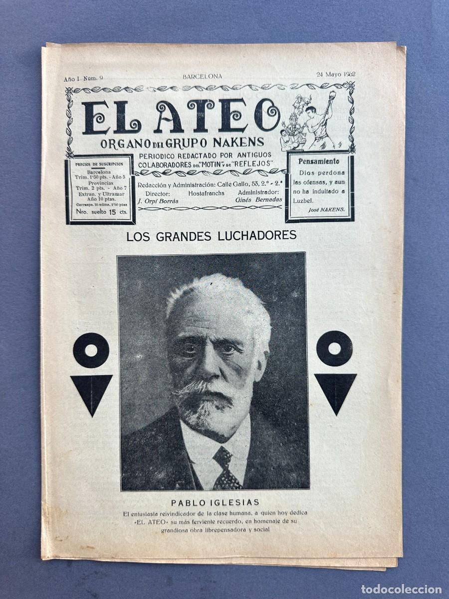 Coleccionismo de revistas y peri&oacute;dicos: A&Ntilde;O 1932 - EL ATEO - ORGANO DEL GRUPO NAKENS - ATEISMO - PERIODICO ANTICLERICAL - A&Ntilde;O 1, N&ordm; 9