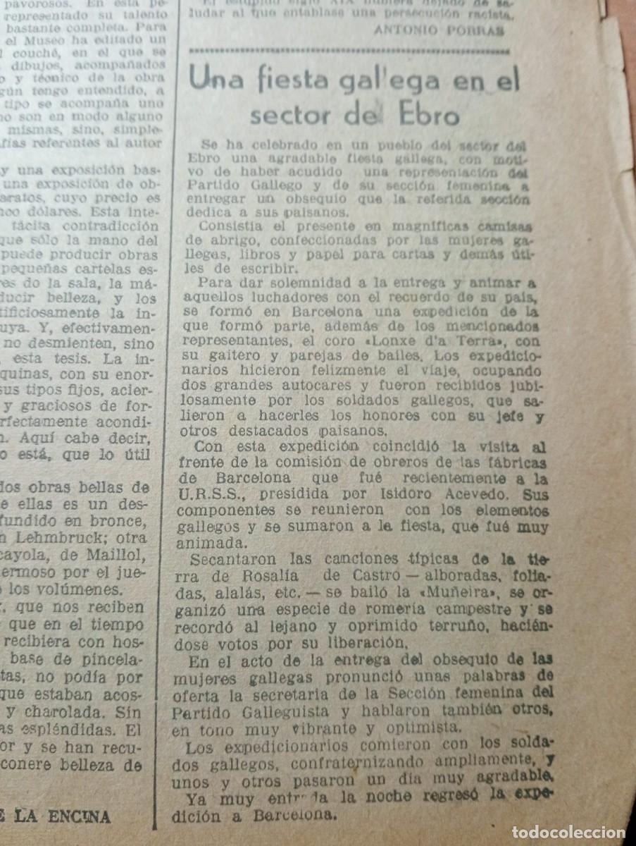 Coleccionismo de revistas y peri&oacute;dicos: VANGUARDIA GUERRA CIVIL A&Ntilde;O 1938 FIESTA GALLEGA EN EL EBRO CORO LONXE D'A TERRA GAITERO GAITA BAILES