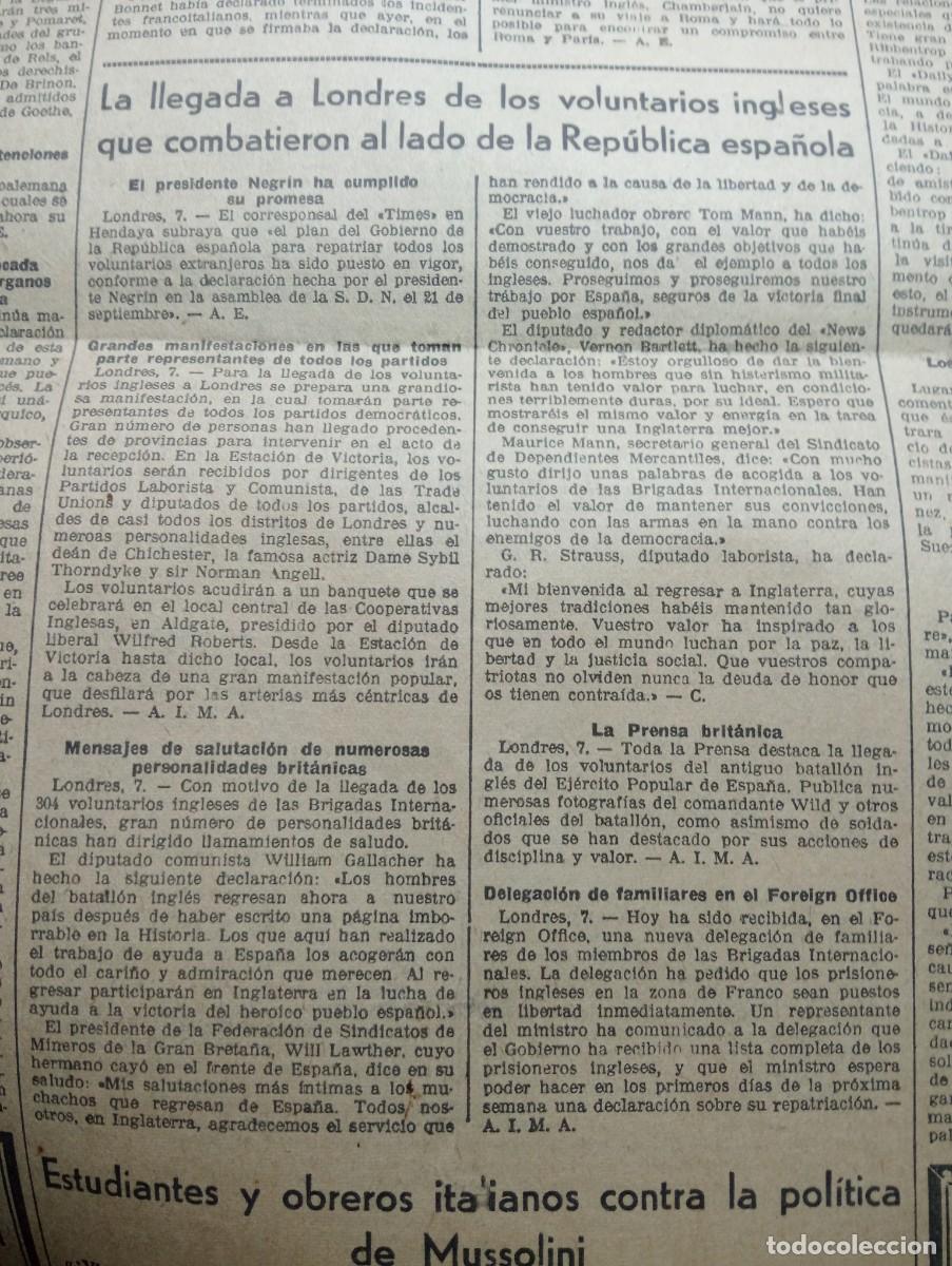 Coleccionismo de revistas y peri&oacute;dicos: VANGUARDIA GUERRA CIVIL A&Ntilde;O 1938 ATATURK TURQUIA GINER DE LOS RIOS BRIGADAS INTERNACIONALES INGLESES