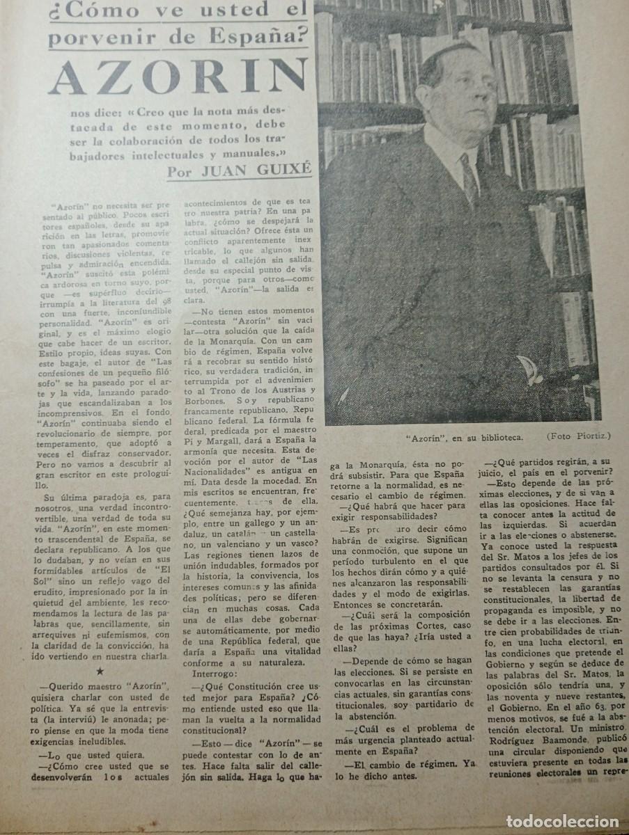Coleccionismo de revistas y peri&oacute;dicos: REVISTA A&Ntilde;O 1931 AZORIN ORTEGA Y GASSET LA PRIMERA REPUBLICA ESPA&Ntilde;OLA A&Ntilde;O 1873 MANUEL LLANEZA