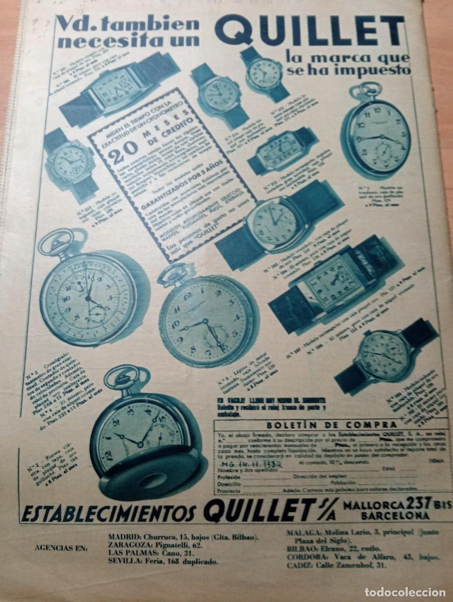 Coleccionismo de revistas y peri&oacute;dicos: REVISTA A&Ntilde;O 1934 RELOJES DE PULSERA DE BOLSILLO QUILLET