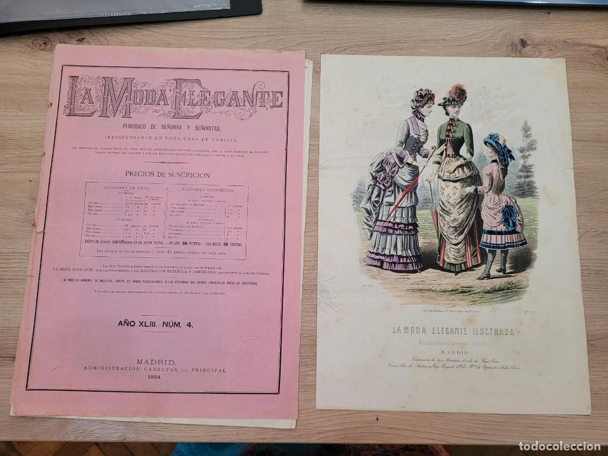 Coleccionismo de revistas y peri&oacute;dicos: REVISTA LA MODA ELEGANTE + 1 LAMINA N.4 MADRID A&Ntilde;O 1884 PATRONES COSTURA Y BORDADO