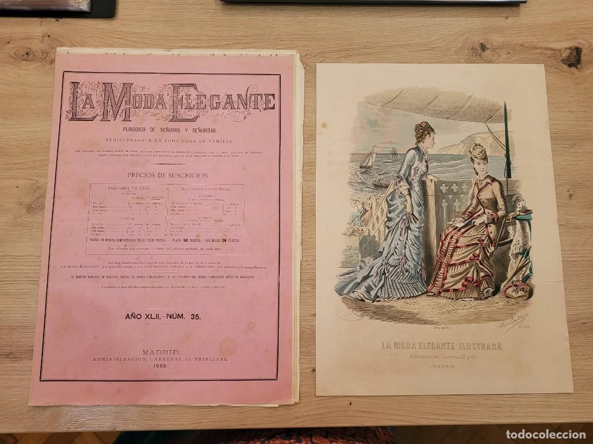 Coleccionismo de revistas y peri&oacute;dicos: REVISTA LA MODA ELEGANTE + 1 LAMINA N.35 MADRID A&Ntilde;O 1883 PATRONES COSTURA Y BORDADO