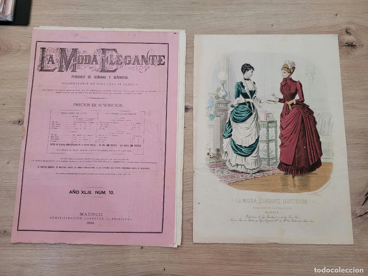 Coleccionismo de revistas y peri&oacute;dicos: REVISTA LA MODA ELEGANTE + 1 LAMINA N.10 MADRID A&Ntilde;O 1884 PATRONES COSTURA Y BORDADO