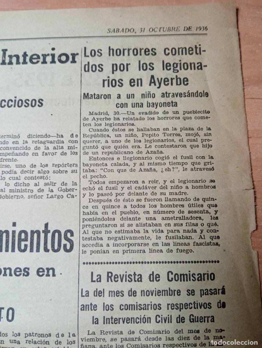 Colecionismo de Revistas e Jornais: RECORTE DE PRENSA A&Ntilde;O 1936 GUERRA CIVIL ATROCIDADES COMETIDAS POR LOS LEGIONARIOS EN AYERBE