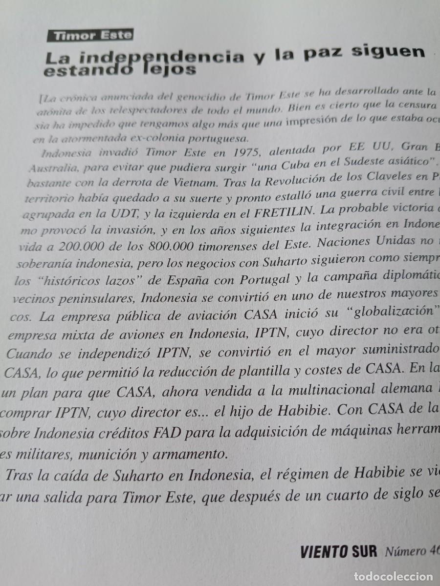 Coleccionismo de revistas y peri&oacute;dicos: TIMOR ESTE: GENOCIDIO POR INDONESIA, ALEJAMIENTO DE INDEPENDENCIA 17 P&Aacute;G. DE REVISTA VIENTO SUR 1999