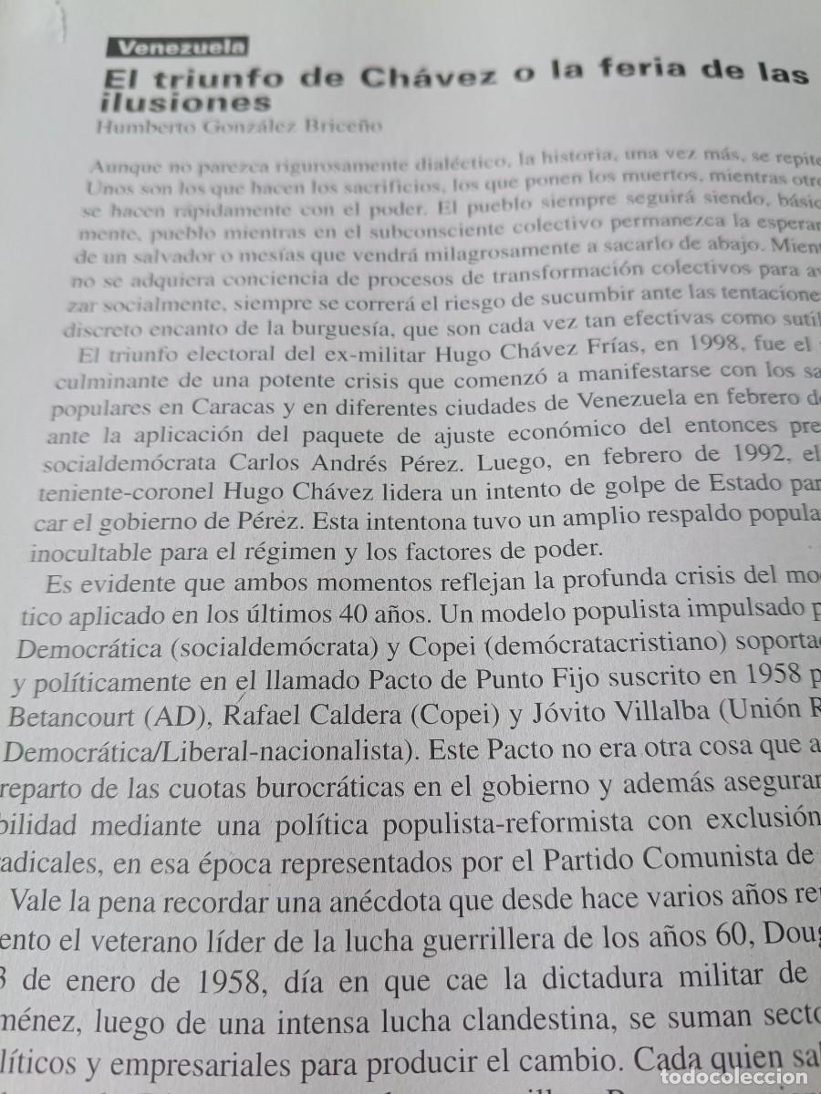 Coleccionismo de revistas y peri&oacute;dicos: VENEZUELA: CAUSAS DEL TRIUNFO DE CH&Aacute;VEZ Y DUDAS EN LA IZQUIERDA. 7 P&Aacute;GS. DE REVISTA VIENTO SUR 1999