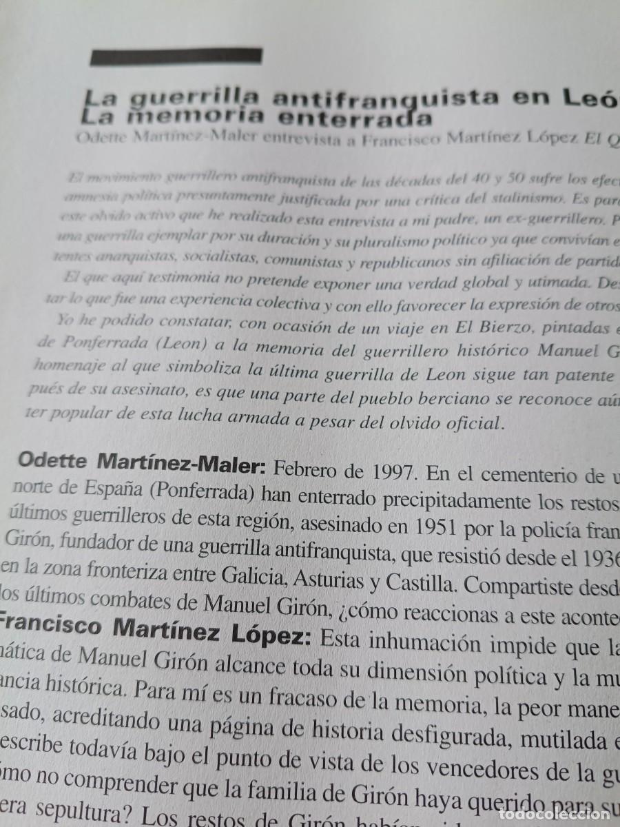 Coleccionismo de revistas y peri&oacute;dicos: GUERRILLA ANTIFRANQUISTA MAQUIS EN LE&Oacute;N, ENTREVISTA A EL QUICO. 10 P&Aacute;GS. DE REVISTA VIENTO SUR 1999