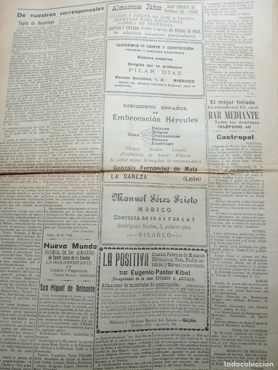 Collezionismo di Riviste e Giornali: PERIODICO LAS RIBERAS DEL EO A&Ntilde;O 1934 RIBADEO FIGUERAS FOZ BRES TEIJO TAPIA DE CASARIEGO CASTROPOL