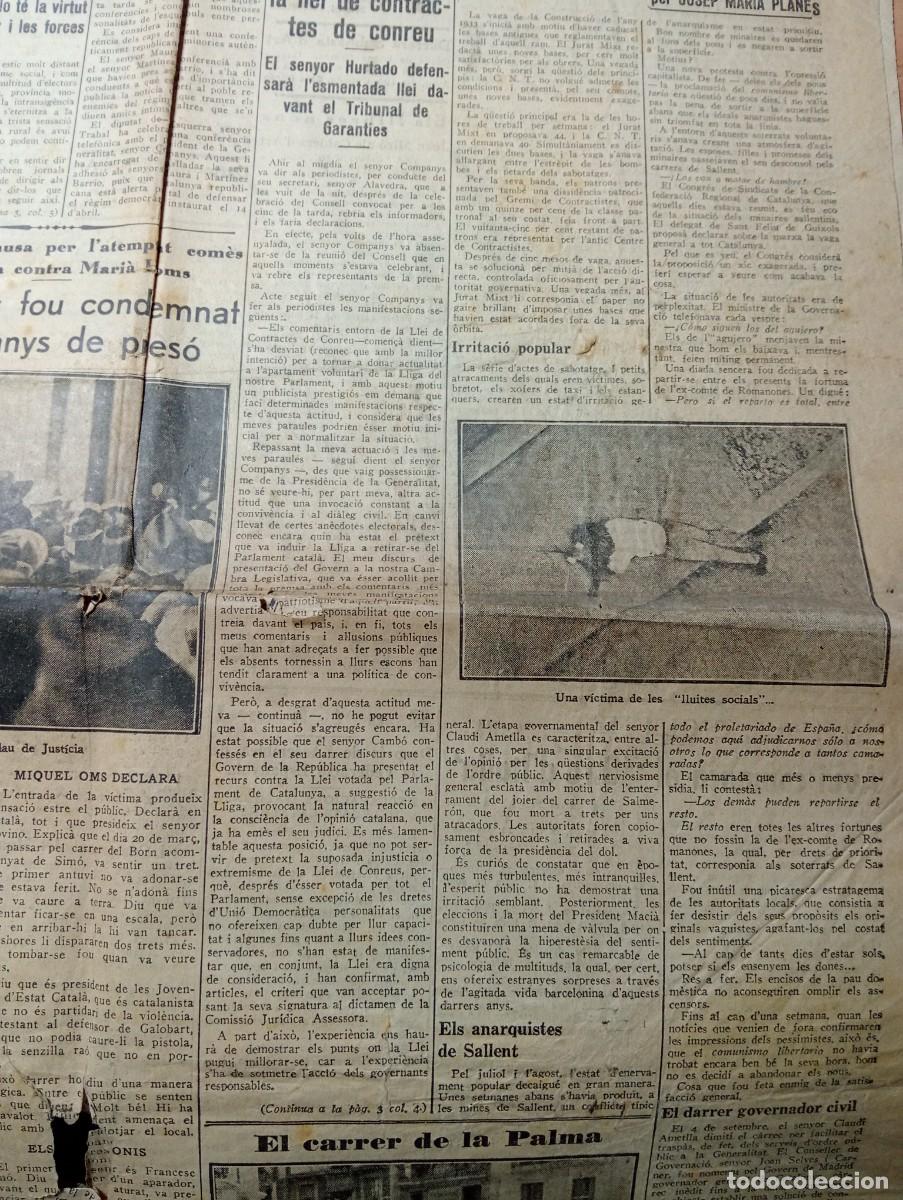 Coleccionismo de revistas y peri&oacute;dicos: RETALL ANY 1934 ATEMPTAT CONTRA MARIA HOMS DE MANRESA ANARQUISTES DE SALLENT LA SAMBOIANA RUGBY