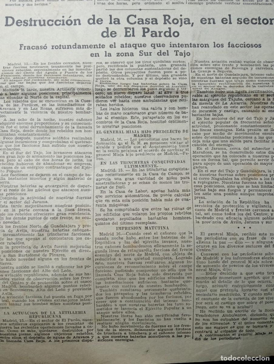Coleccionismo de revistas y peri&oacute;dicos: PERIODICO A&Ntilde;O 1937 GUERRA CIVIL CASAS ROJA DE EL PARDO ERMITA SANTA CRUZ PUNTA CALVARIO ALCUBIERRE