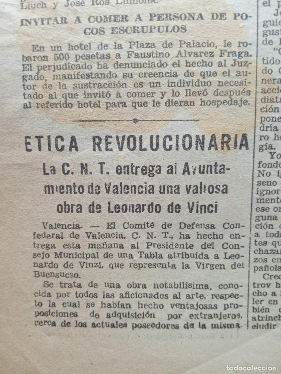 Coleccionismo de revistas y peri&oacute;dicos: PERIODICO A&Ntilde;O 1937 GUERRA CIVIL UNA OBRA DE LEONARDO DA VINCI EN VALENCIA SUBLEVACION EN LAS PALMAS