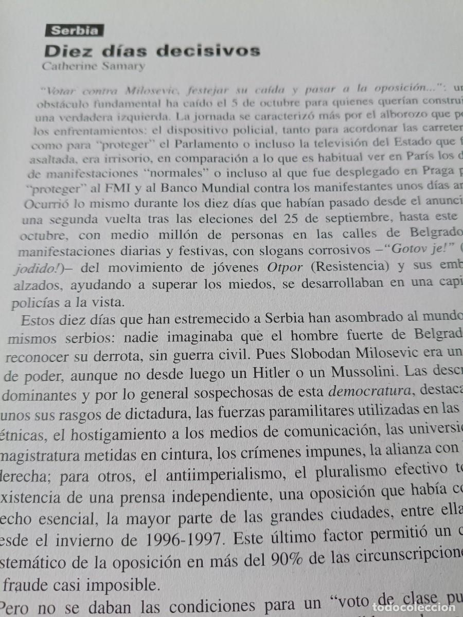 Coleccionismo de revistas y peri&oacute;dicos: SERVIA: CA&Iacute;DA DE MILOSEVIC, KOSOVO HACIA LA AUTODETERMINACI&Oacute;N. 9 P&Aacute;GS. DE REVISTA VIENTO SUR 2000