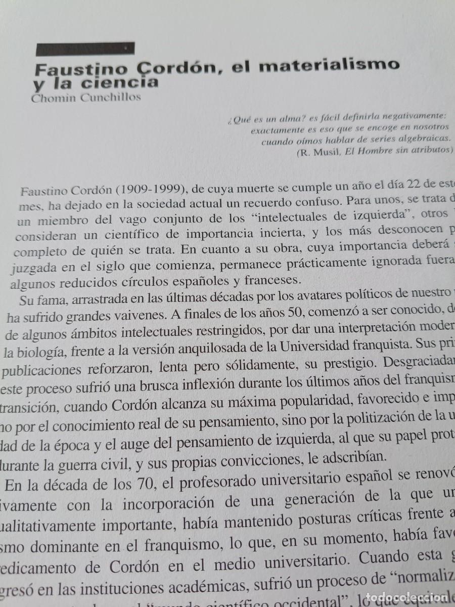 Coleccionismo de revistas y peri&oacute;dicos: FAUSTINO CORD&Oacute;N, BIOLOG&Iacute;A EVOLUTIVA Y MATERIALISMO. 7 P&Aacute;GS. DE REVISTA VIENTO SUR 2000