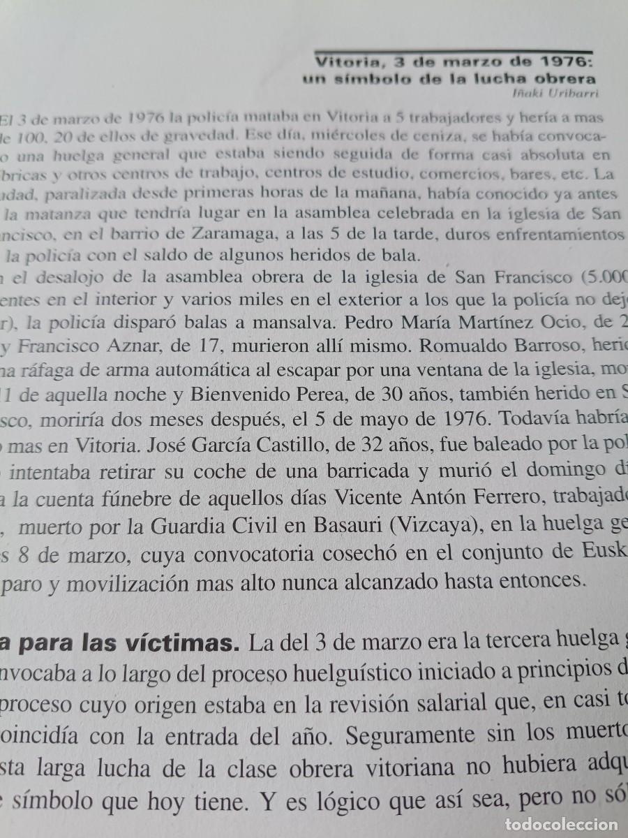 Coleccionismo de revistas y peri&oacute;dicos: VITORIA 3 DE MARZO DE 1976 S&Iacute;MBOLO DE LA LUCHA OBRERA ASAMBLEARIA 6 P&Aacute;GS. DE REVISTA VIENTO SUR 2001