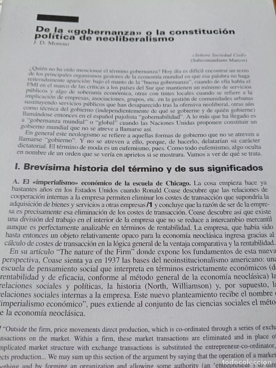 Coleccionismo de revistas y peri&oacute;dicos: EL T&Eacute;RMINO GOBERNANZA Y LA CONSTITUCI&Oacute;N DEL NEOLIBERALISMO. 10 P&Aacute;GS. DE REVISTA VIENTO SUR 2001