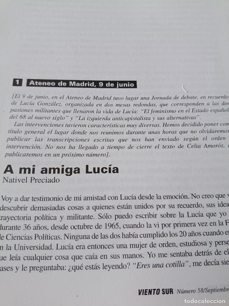 Collezionismo di Riviste e Giornali: HOMENAJE A LUCIA GONZ&Aacute;LEZ, MILITANTE FEMINISTA Y ANTICAPITALISTA 40 P&Aacute;GS. DE REVISTA VIENTO SUR 2001