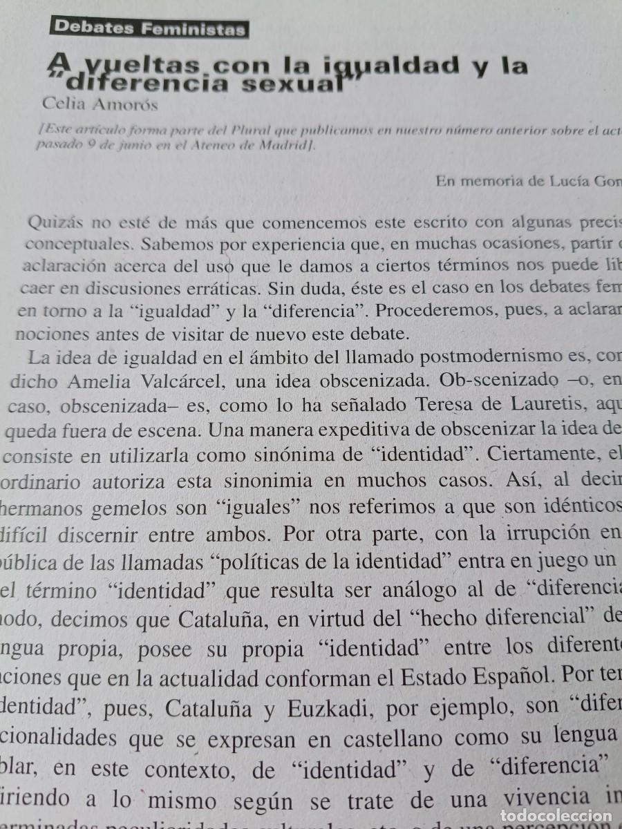 Collectionnisme de Revues et Journaux: DEBATES FEMINISTAS SOBRE IGUALDAD Y DIFERENCIA SEXUAL. 18 P&Aacute;GS. DE REVISTA VIENTO SUR 2001