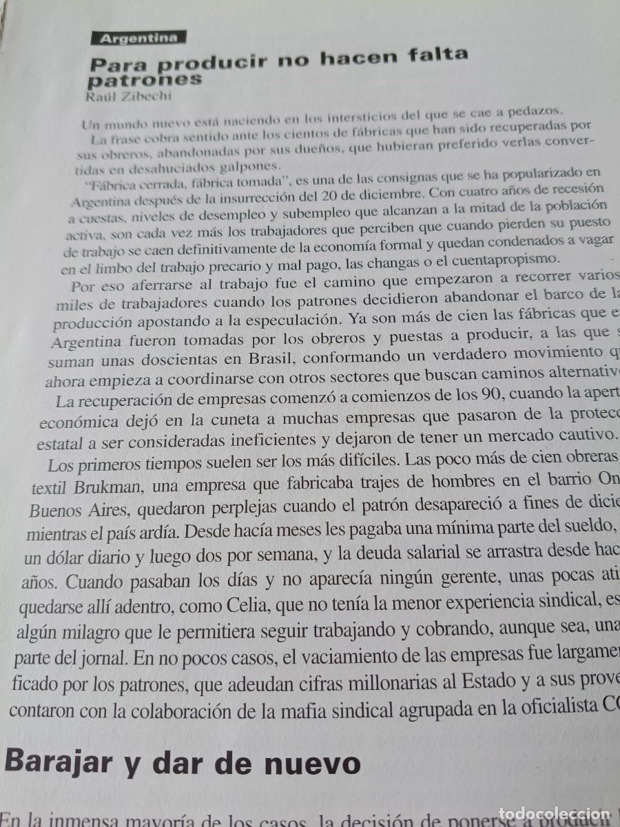 Coleccionismo de revistas y peri&oacute;dicos: ARGENTINA: EXPERIENCIAS DE COOPERATIVAS AUTOGESTIONADAS. 8 P&Aacute;GS. DE REVISTA VIENTO SUR 2002