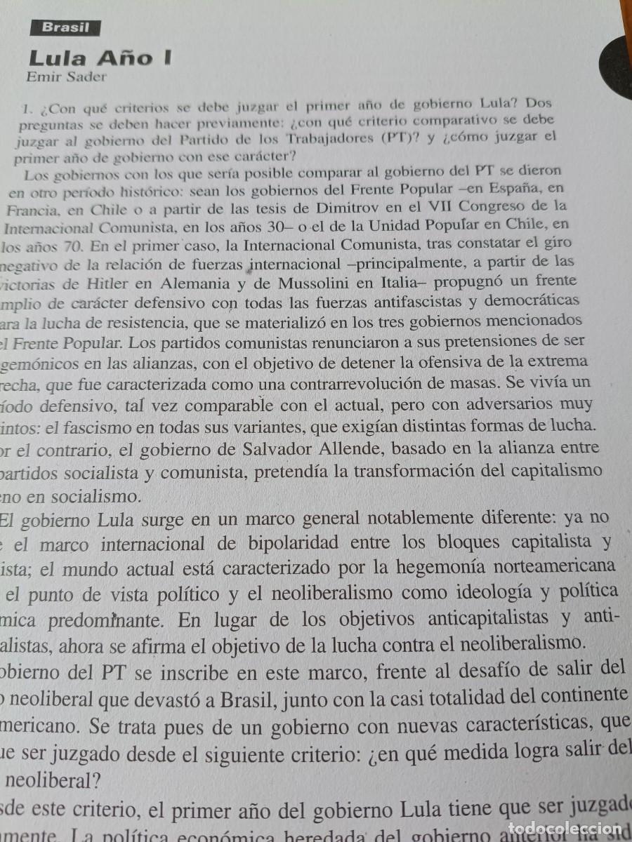 Coleccionismo de revistas y peri&oacute;dicos: BRASIL: BALANCE DEL PRIMER A&Ntilde;O DE GOBIERNO LULA Y DEL PT. 6 P&Aacute;GS. DE REVISTA VIENTO SUR 2003