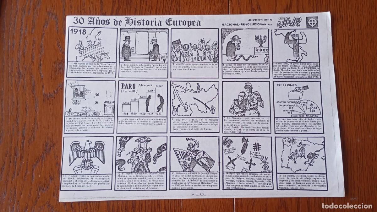 Coleccionismo de revistas y peri&oacute;dicos: HOJA 2 CARAS JNR 30 A&Ntilde;OS DE LUCHA EUROPEA JUVENTUDES NACIONAL REVOLUCIONARIAS REF. UR MES 6