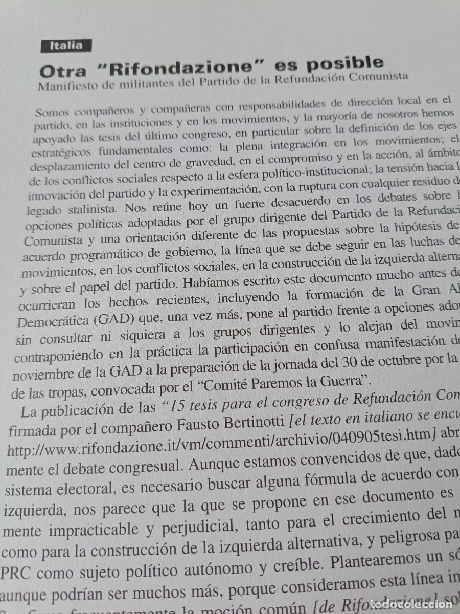 Coleccionismo de revistas y peri&oacute;dicos: ITALIA. DEBATE DENTRO DEL PARTIDO DE LA REFUNDACI&Oacute;N COMUNISTA. 4 P&Aacute;GS. REVISTA VIENTO SUR 2004