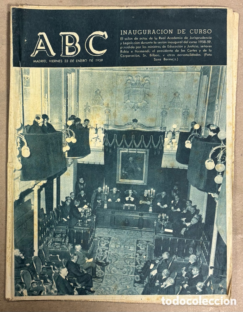 Coleccionismo de revistas y peri&oacute;dicos: ABC (23 ENERO 1959) INAUGURACI&Oacute;N CURSO POL&Iacute;TICO, TRAGEDIA DE RIBADELAGO, JUICIOS DE LA HABANA,..