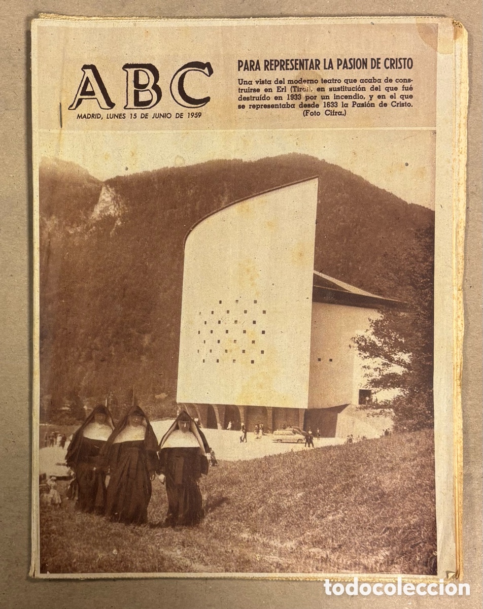 Coleccionismo de revistas y peri&oacute;dicos: ABC (15 JUNIO 1959) TEATRO ERL (TIROL), CEUTA, MARAGATOS FERIA DEL CAMPO, ATL&Eacute;TICO - VASCO DE GAMA