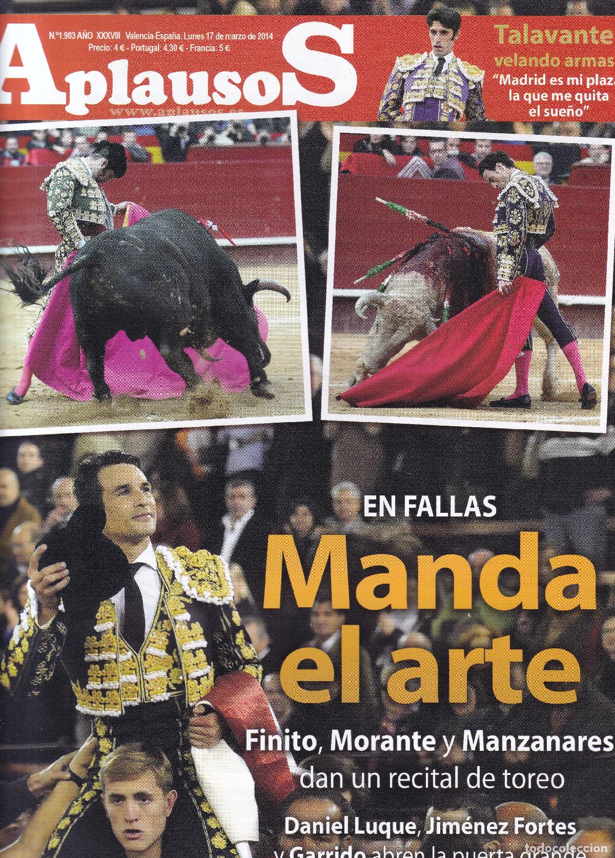Coleccionismo de revistas y peri&oacute;dicos: REVISTA APLAUSOS - N&ordm; 1903 / LUNES, 17 DE MARZO DE 2014 - TAUROMAQUIA