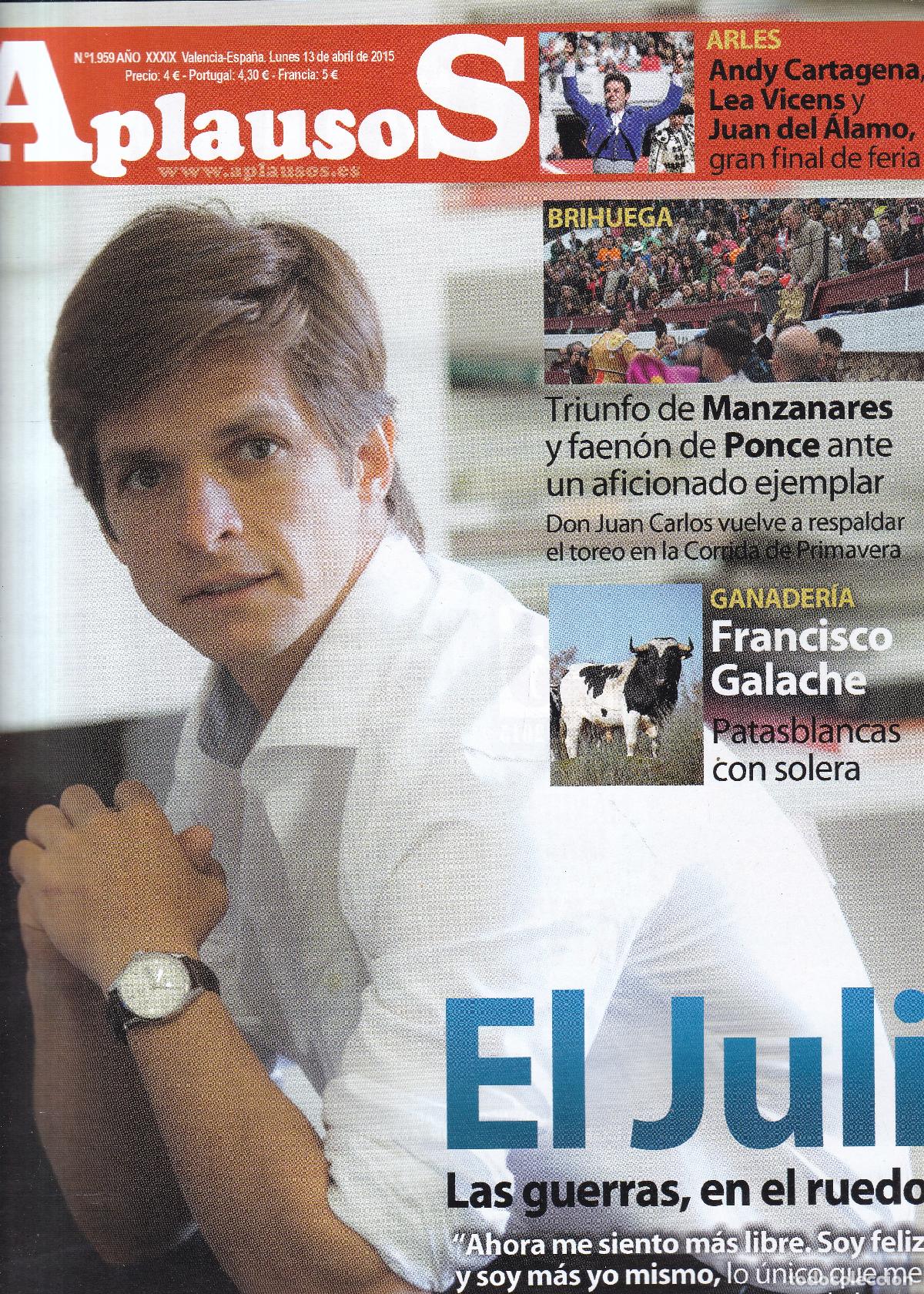 Coleccionismo de revistas y peri&oacute;dicos: REVISTA APLAUSOS - N&ordm; 1959 / LUNES, 13 DE ABRIL DE 2015 - TAUROMAQUIA