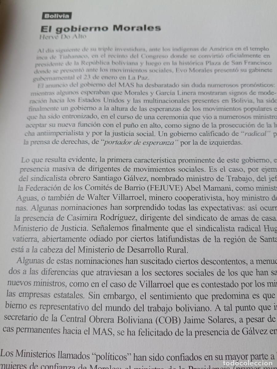 Coleccionismo de revistas y peri&oacute;dicos: BOLIVIA: ENTREVISTA A EVO MORALES Y AN&Aacute;LISIS DE SU PRIMER GOBIERNO. 6 P&Aacute;GS. REVISTA VIENTO SUR 2006
