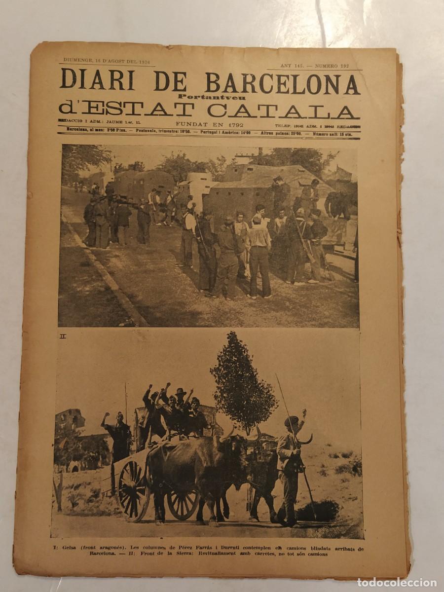 Coleccionismo de revistas y peri&oacute;dicos: GUERRA CIVIL - DIARI DE BARCELONA PORTANTVEU DE ESTAT CATALA - ANY 1936 NUMERO 192 - REVISTA ANTIGA