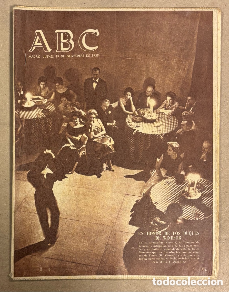 Coleccionismo de revistas y peri&oacute;dicos: ABC (19 NOVIEMBRE 1959) FLAMENCO EN HONOR DUQUES WINDSOR, PEDRO S&Aacute;ENZ-D&Iacute;EZ, CONGO BELGA,