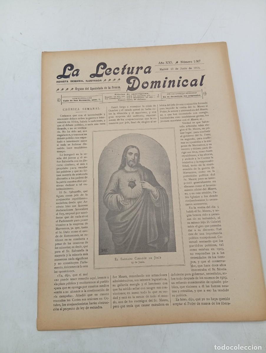 Coleccionismo de revistas y peri&oacute;dicos: LECTURA DOMINICAL. A&Ntilde;O XXI. N&ordm; 1067. A&Ntilde;O 1914. EL SAGRADO CORAZ&Oacute;N DE JES&Uacute;S. LOS NUEVOS CARDE... LEER