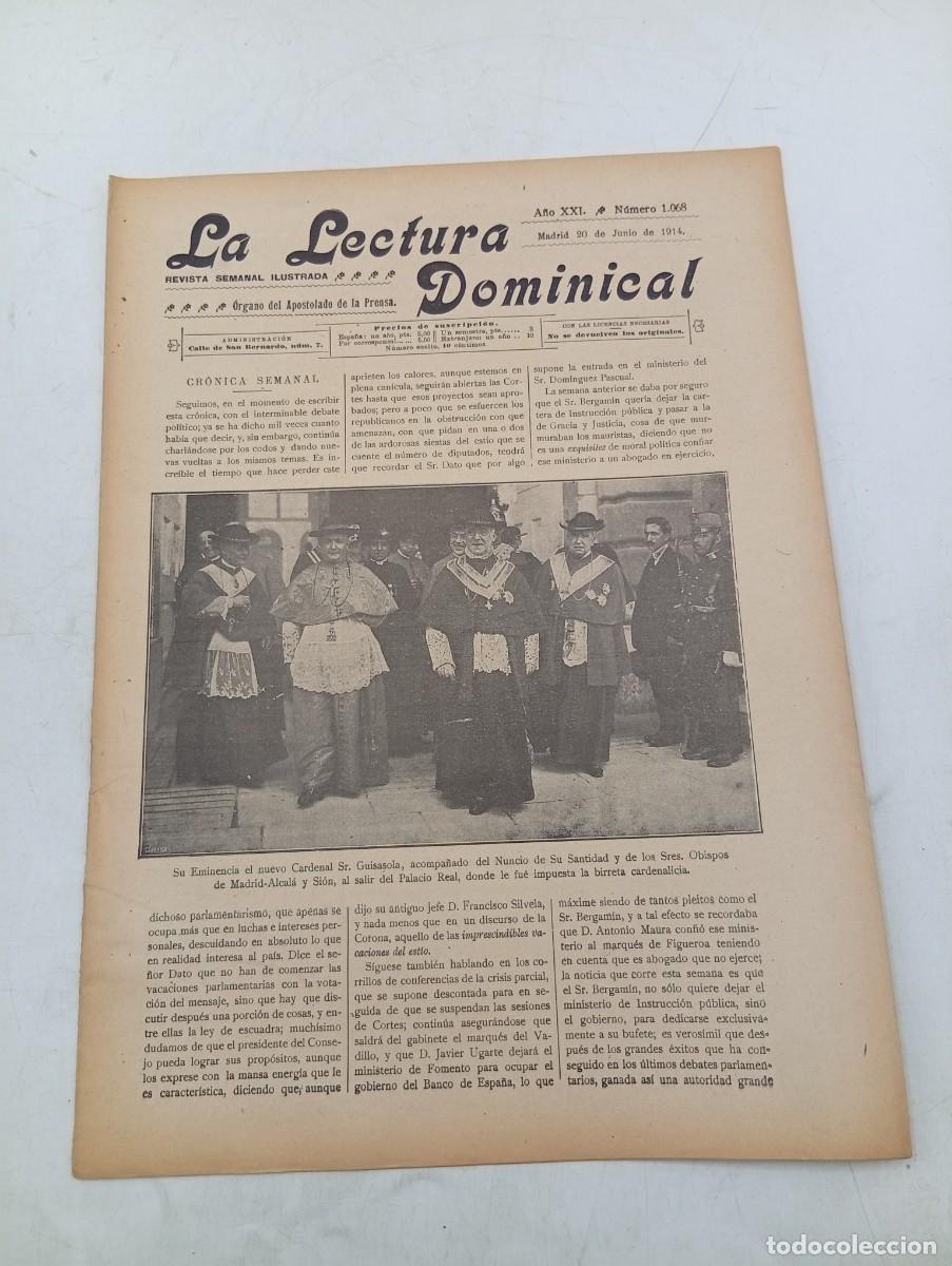 Coleccionismo de revistas y peri&oacute;dicos: LECTURA DOMINICAL. A&Ntilde;O XXI. N&ordm; 1068. A&Ntilde;O 1914. EL NUEVO CARDENAL SR. GUISASOLA. MONUMENTO A ... LEER