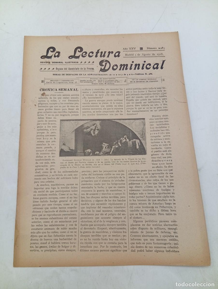 Coleccionismo de revistas y peri&oacute;dicos: LECTURA DOMINICAL. A&Ntilde;O XXV. N&ordm; 1283. A&Ntilde;O 1918. BARTOLOM&Eacute; ESTEBAN MURILLO. UN PELIGRO MAS. ART.. LEER