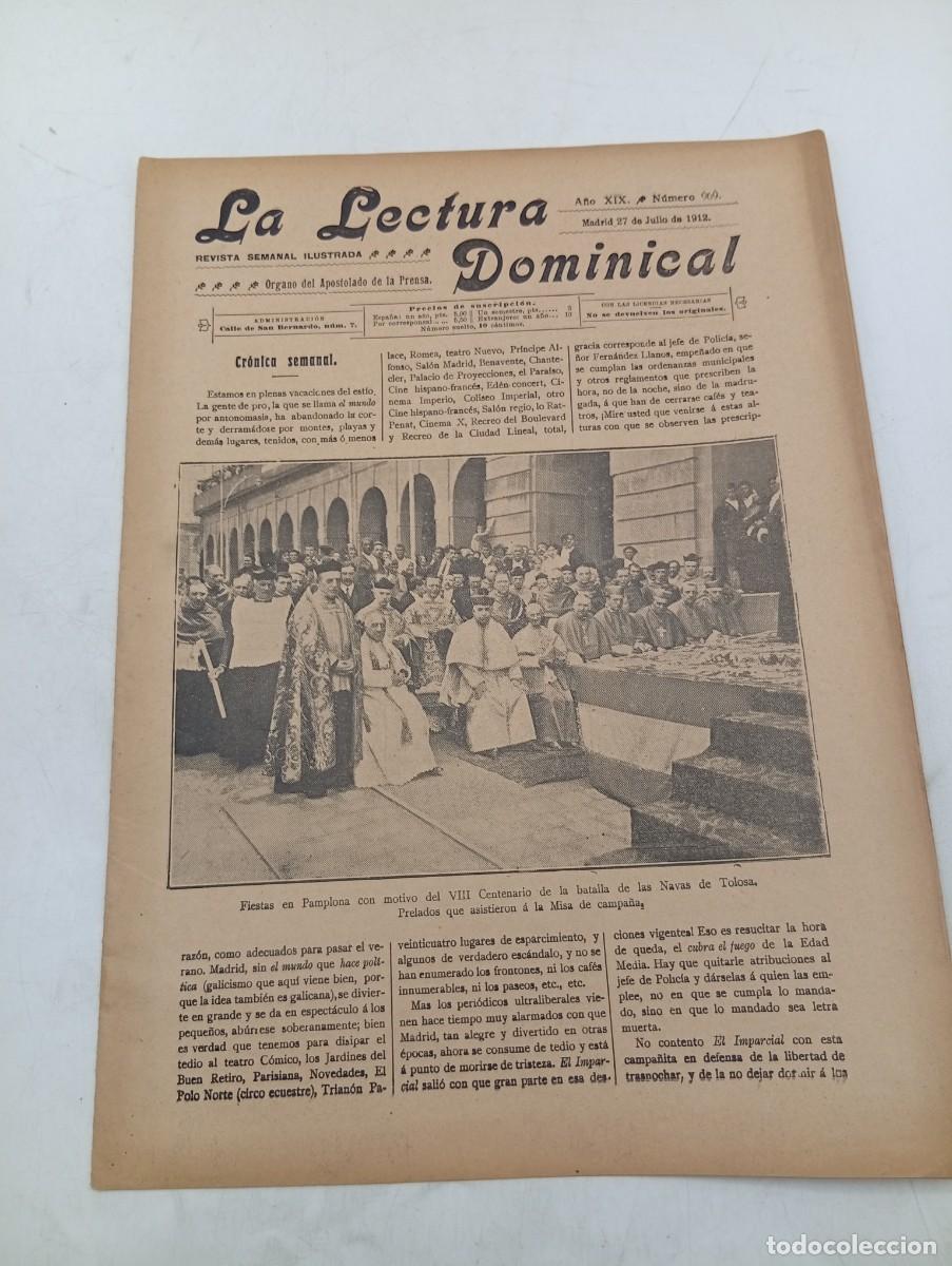 Coleccionismo de revistas y peri&oacute;dicos: LECTURA DOMINICAL. A&Ntilde;O XIX. N&ordm; 969. A&Ntilde;O 1912. FIESTAS DE PAMPLONA. LA REACCION MONARQUICA EN .. LEER