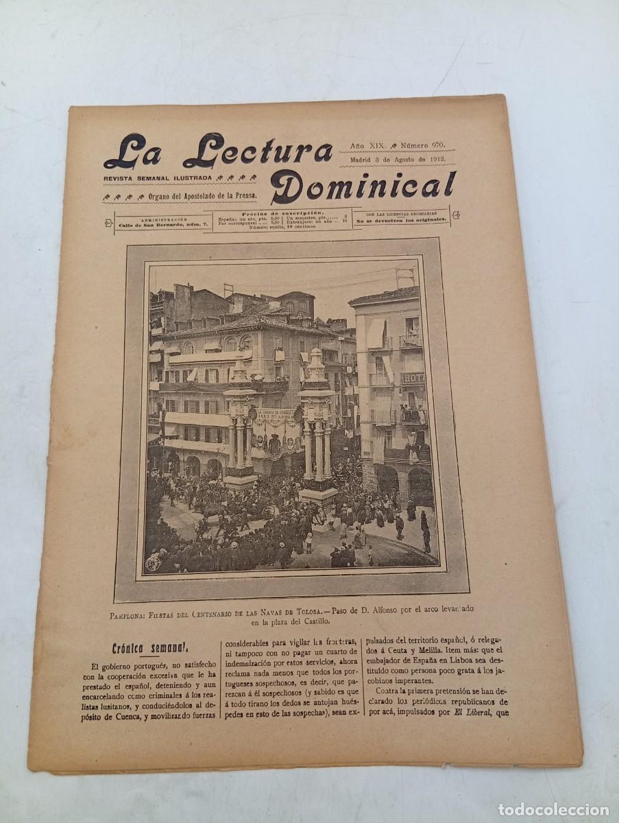 Coleccionismo de revistas y peri&oacute;dicos: LECTURA DOMINICAL. A&Ntilde;O XIX. N&ordm; 970. A&Ntilde;O 1912. PAMPLONA : CENTENARIO DE LAS NAVAS DE TOLOSA... LEER